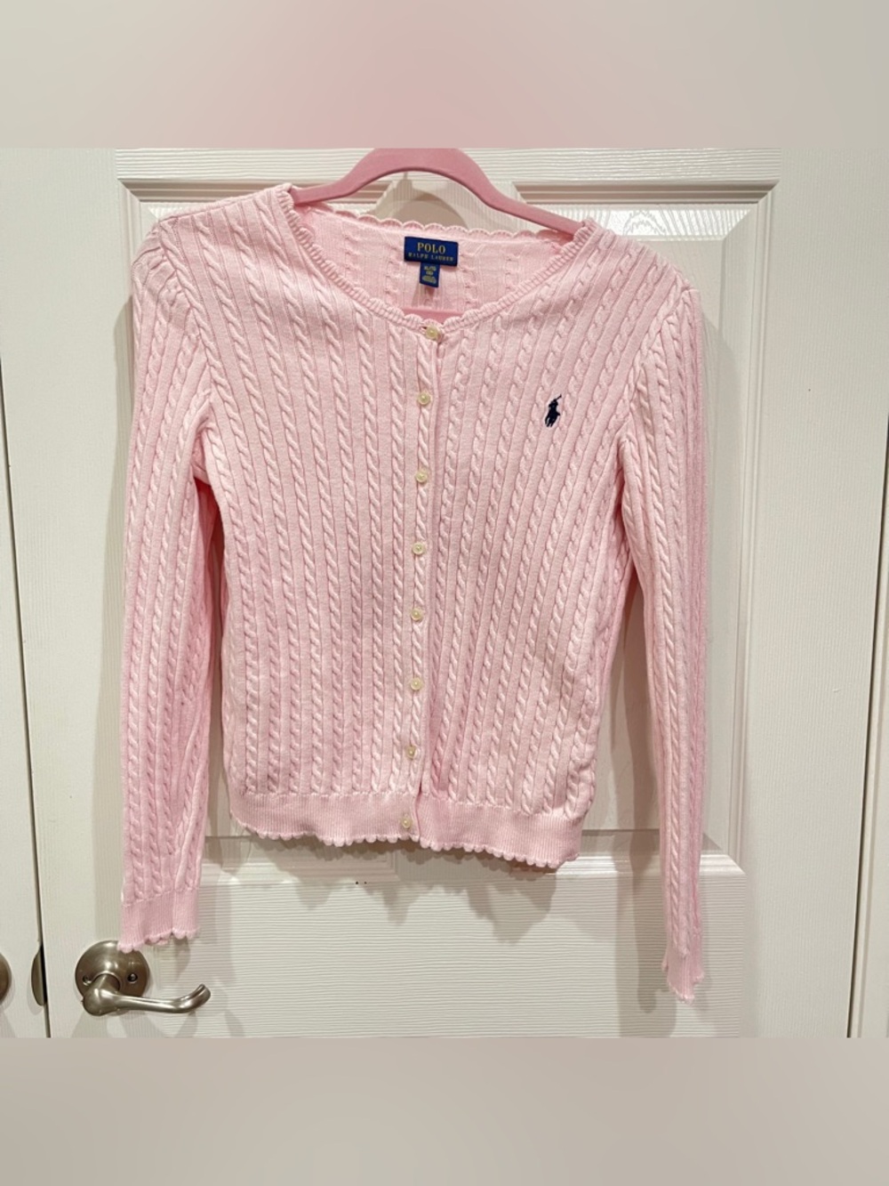 Polo Ralph Lauren Mini-Cable Cotton Cardigan Pink Girls XL